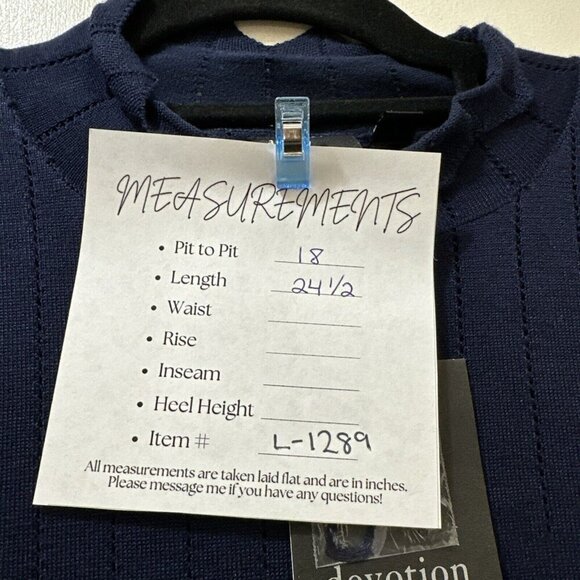 2/$30 Devotion by Cyrus Sleeveless Knit Top Size L Navy Nautical New England - Picture 3 of 9